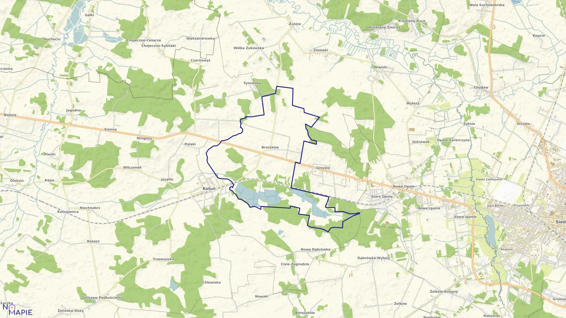 Mapa obrębu BROSZKÓW w gminie Kotuń