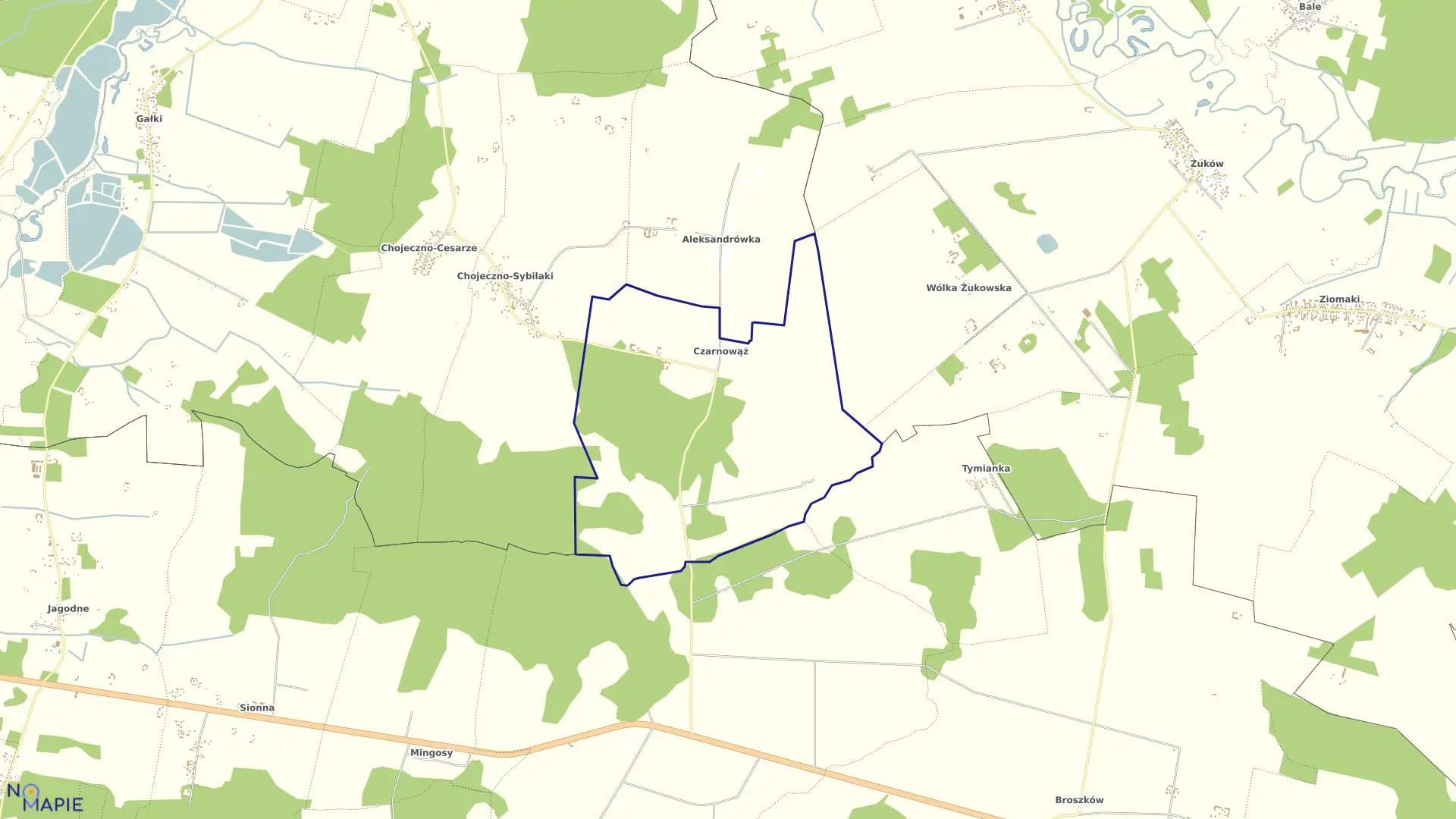 Mapa obrębu CZARNOWĄŻ w gminie Kotuń