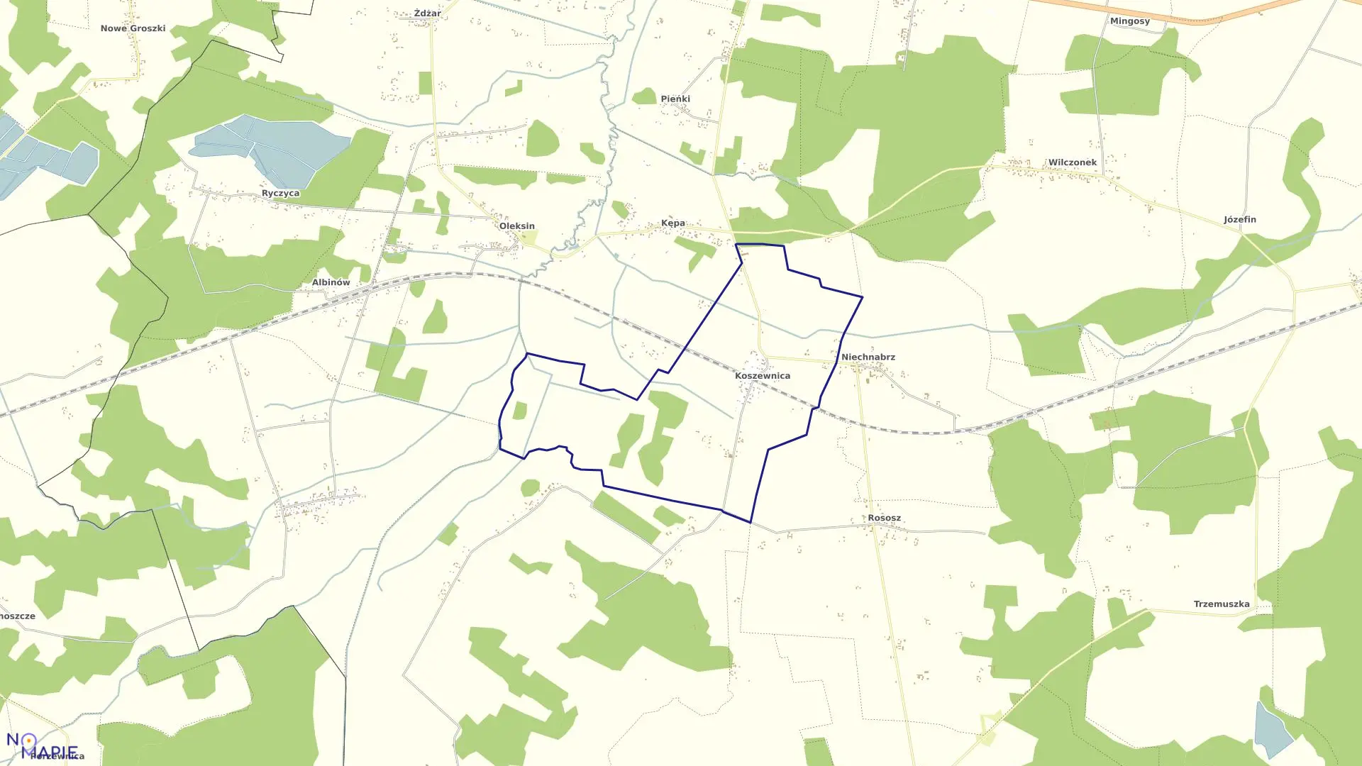 Mapa obrębu KOSZEWNICA w gminie Kotuń