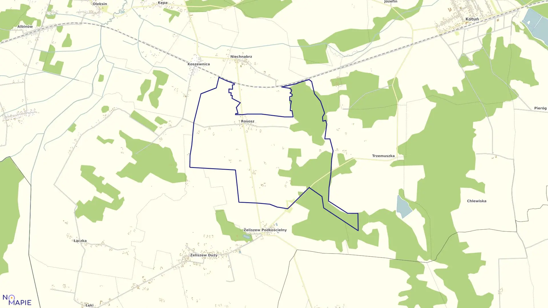 Mapa obrębu ROSOSZ w gminie Kotuń